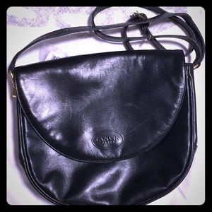Vintage Lanvin black leather crossbody purse